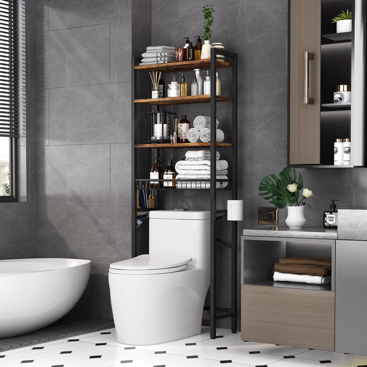 Agassiz+Metal+Adjustable+Freestanding+Over+The+Toilet+Storage_457175597 (3) استند سرویس بهداشتی مدل آرتا - تصویر 1