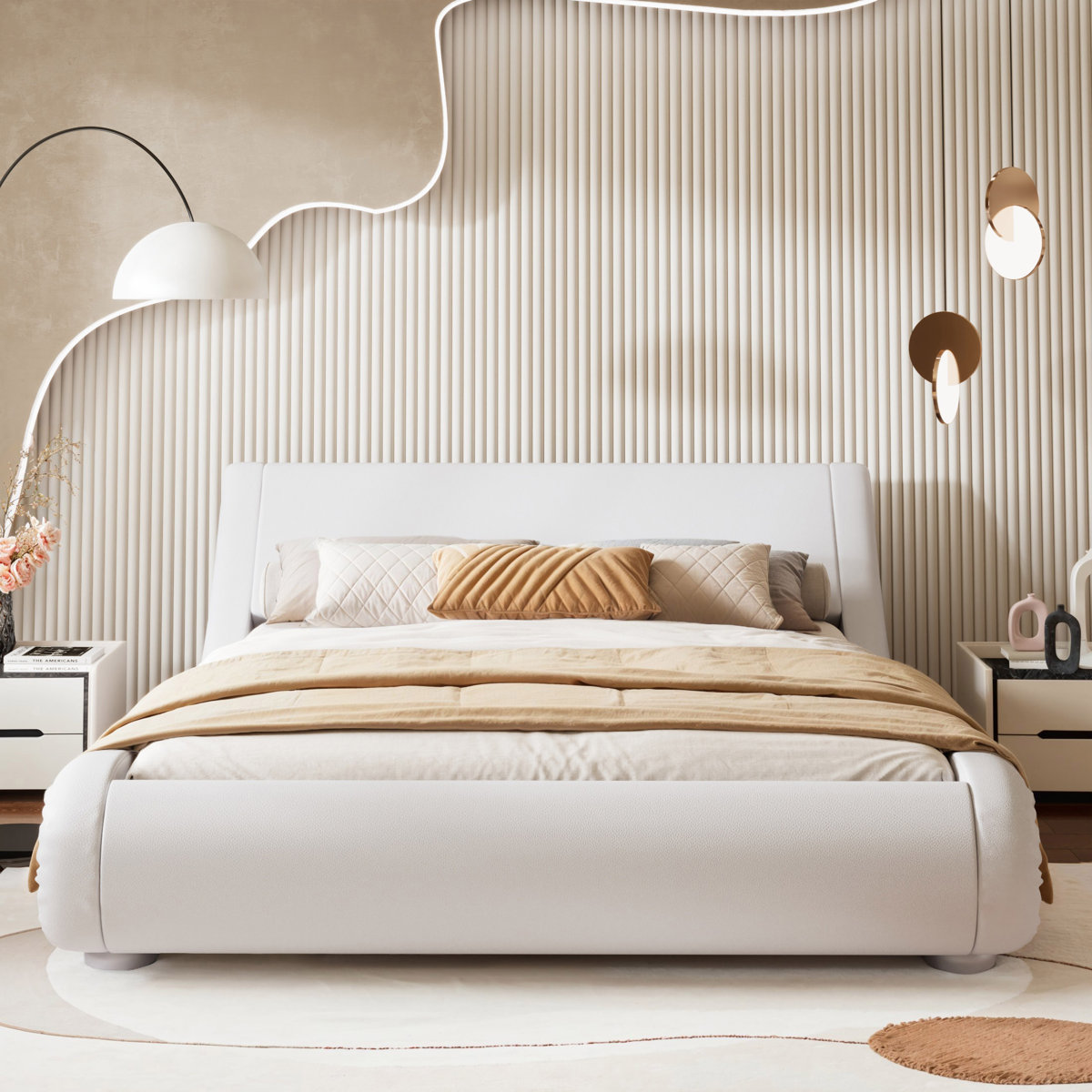Bettejean+Upholstered+Profile+Sleigh+Bed+with+Luxury+Ergonomic+ (1) تخت دونفره مدل بتا - تصویر 1