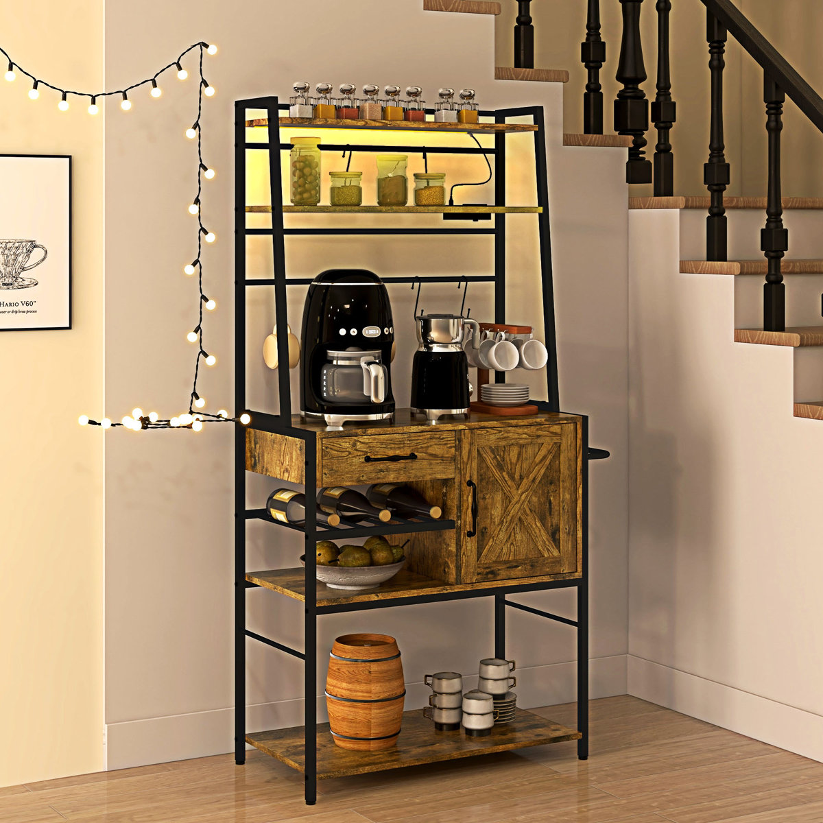 Coffee+Bar+Microwave+Stand+with+Power+Outlet-698968835 (1) کافی بار مدل ماهور - تصویر 1