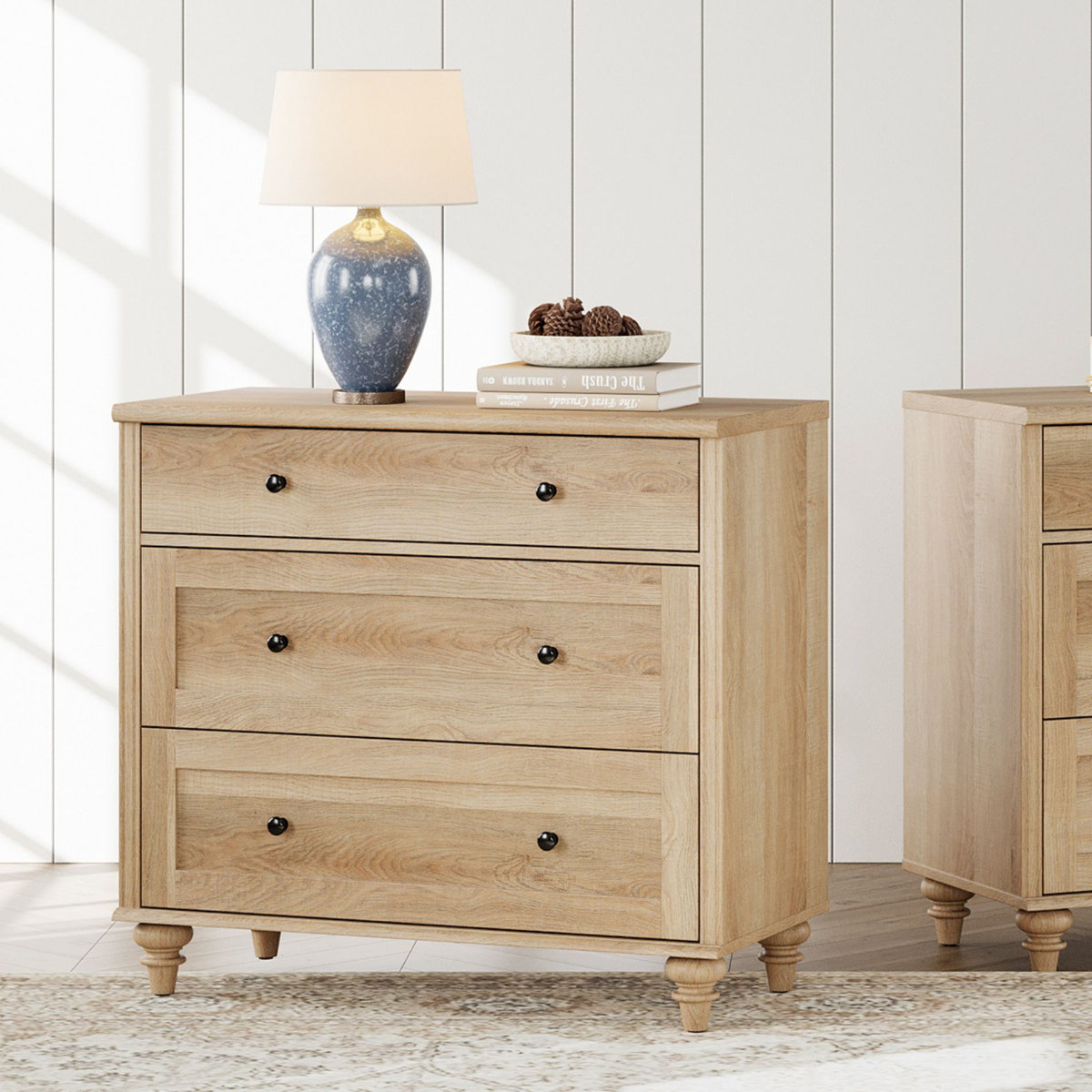 Scarlett+End+Table+For+Bedroom+With+3+Drawers,+Mid+Century+Mode (3) دراور مدل اسکارلت - تصویر 1