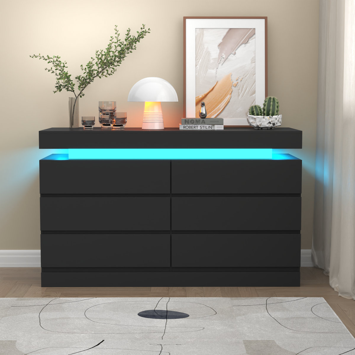 Shellise+6+Drawer+47_2_+W+Dresser+with+Power+Outlet,+Dresser+with+LED+Light (2) دراور مدل شلیز - تصویر 1